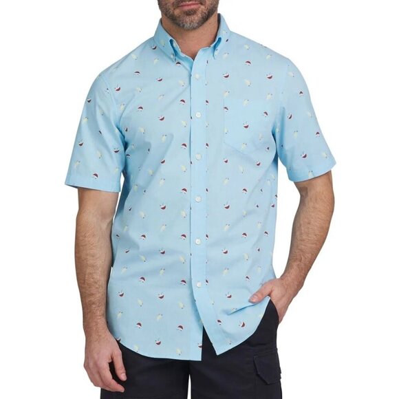 Chaps Mens Easy Care Poplin Short Sleeve Button Down Shirt - Picture 1 of 10